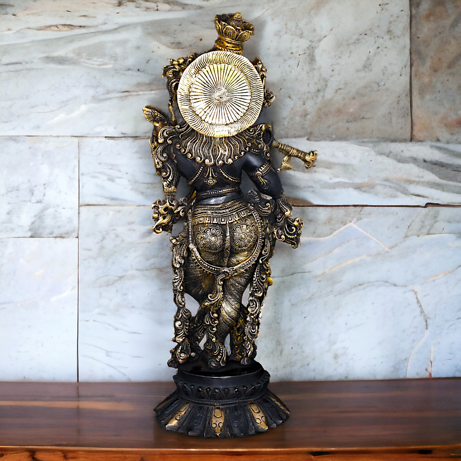 Big Krishna Murli with Playing Flute Brass idol - 26 inches Nikuressence