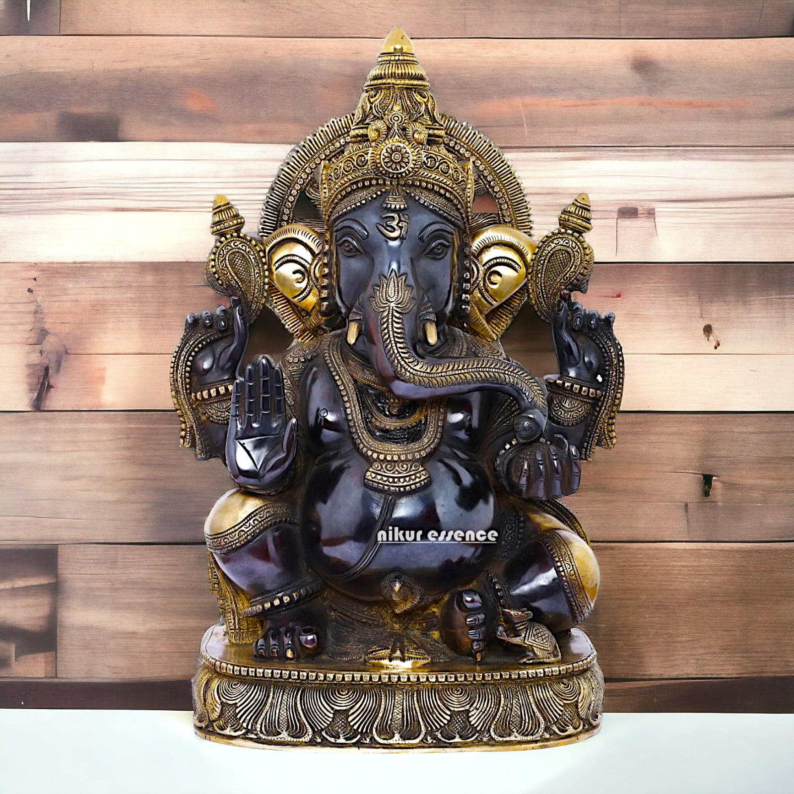 Big Ganesha Vinayaka Sitting Brass idol - 19 inches Nikuressence