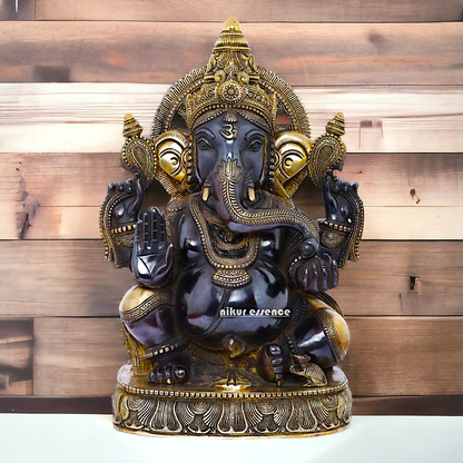 Big Ganesha Vinayaka Sitting Brass idol - 19 inches Nikuressence