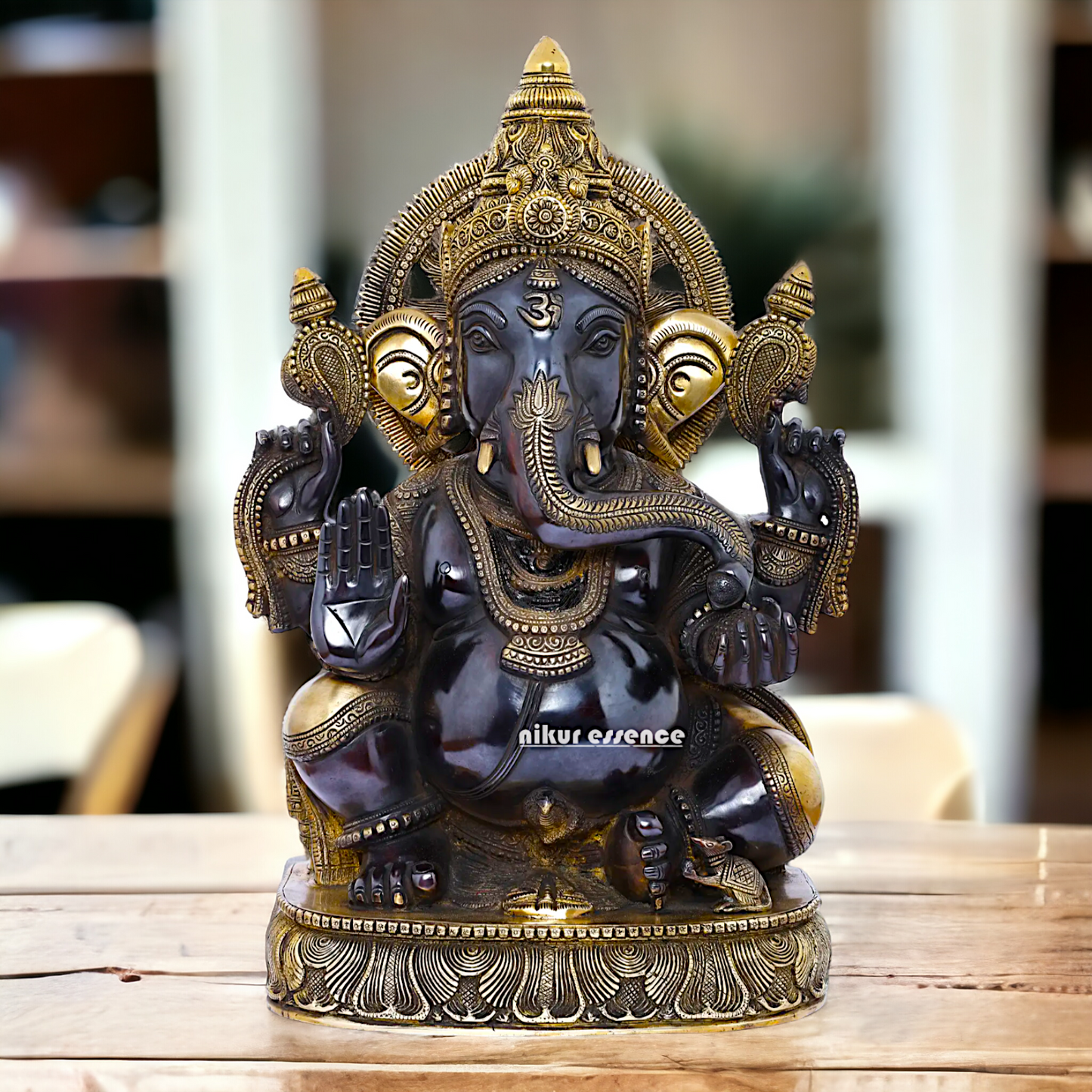 Big Ganesha Vinayaka Sitting Brass idol - 19 inches Nikuressence