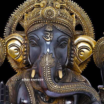 Big Ganesha Vinayaka Sitting Brass idol - 19 inches Nikuressence