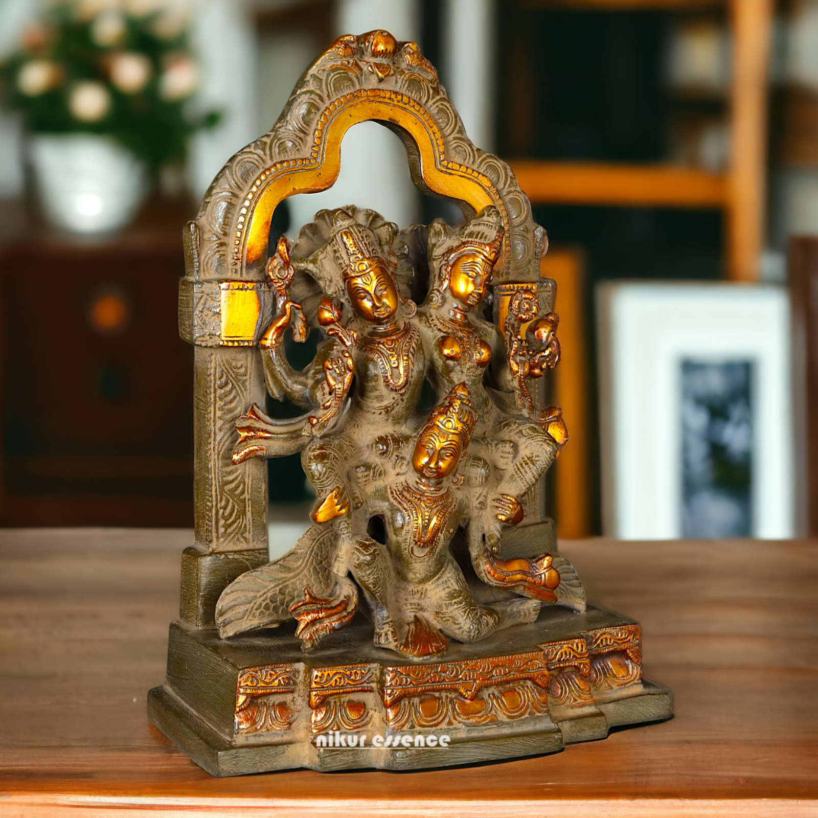 Big Lakshmi Narayana with Garuda Brass statue - 12 inches Nikuressence