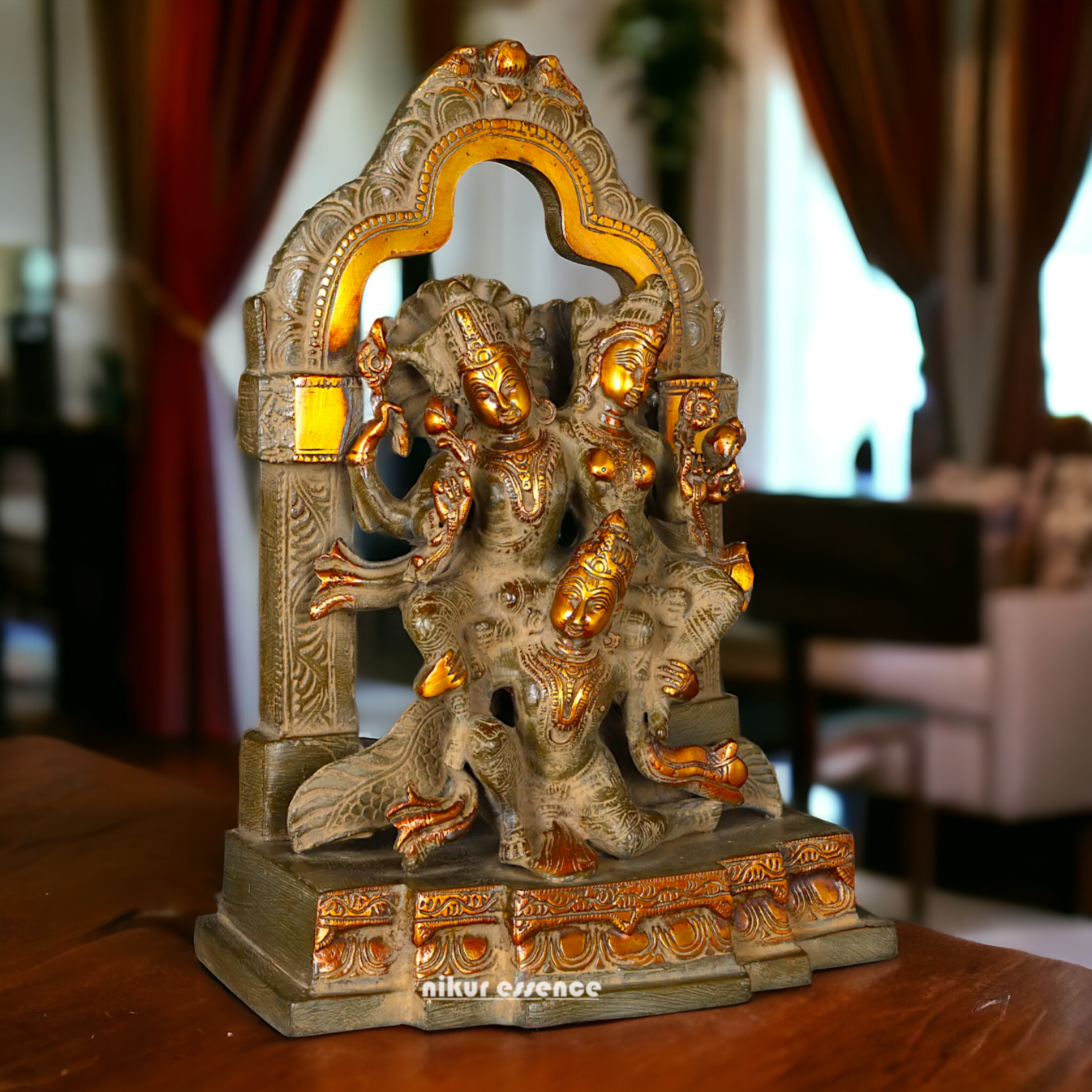 Big Lakshmi Narayana with Garuda Brass statue - 12 inches Nikuressence