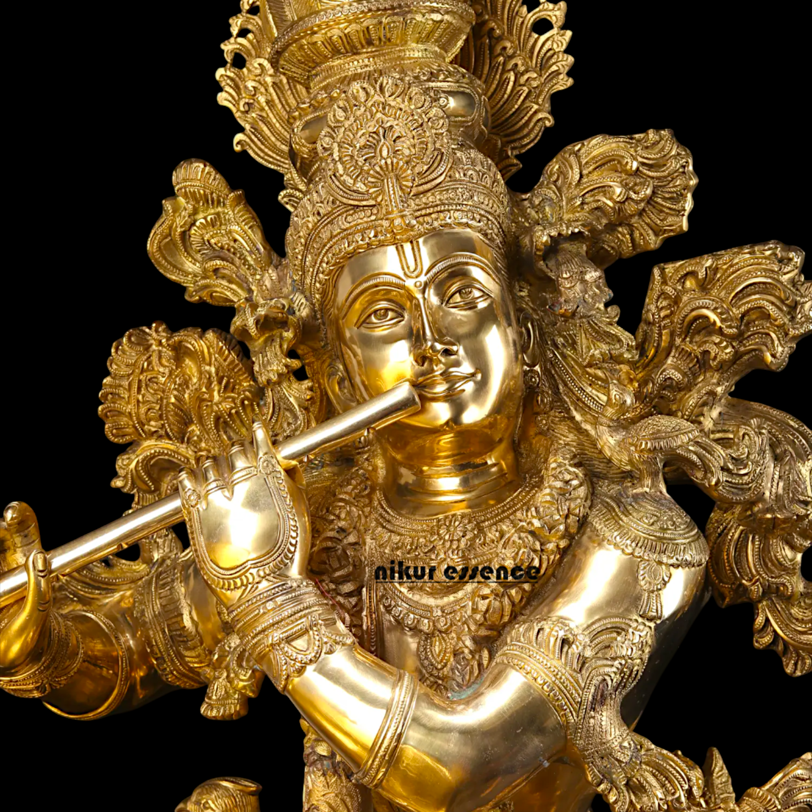 Lord Krishna Standing Playing Flute Solid Brass statue - 43 inches Nikuressence