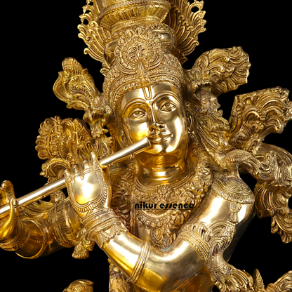 Lord Krishna Standing Playing Flute Solid Brass statue - 43 inches Nikuressence