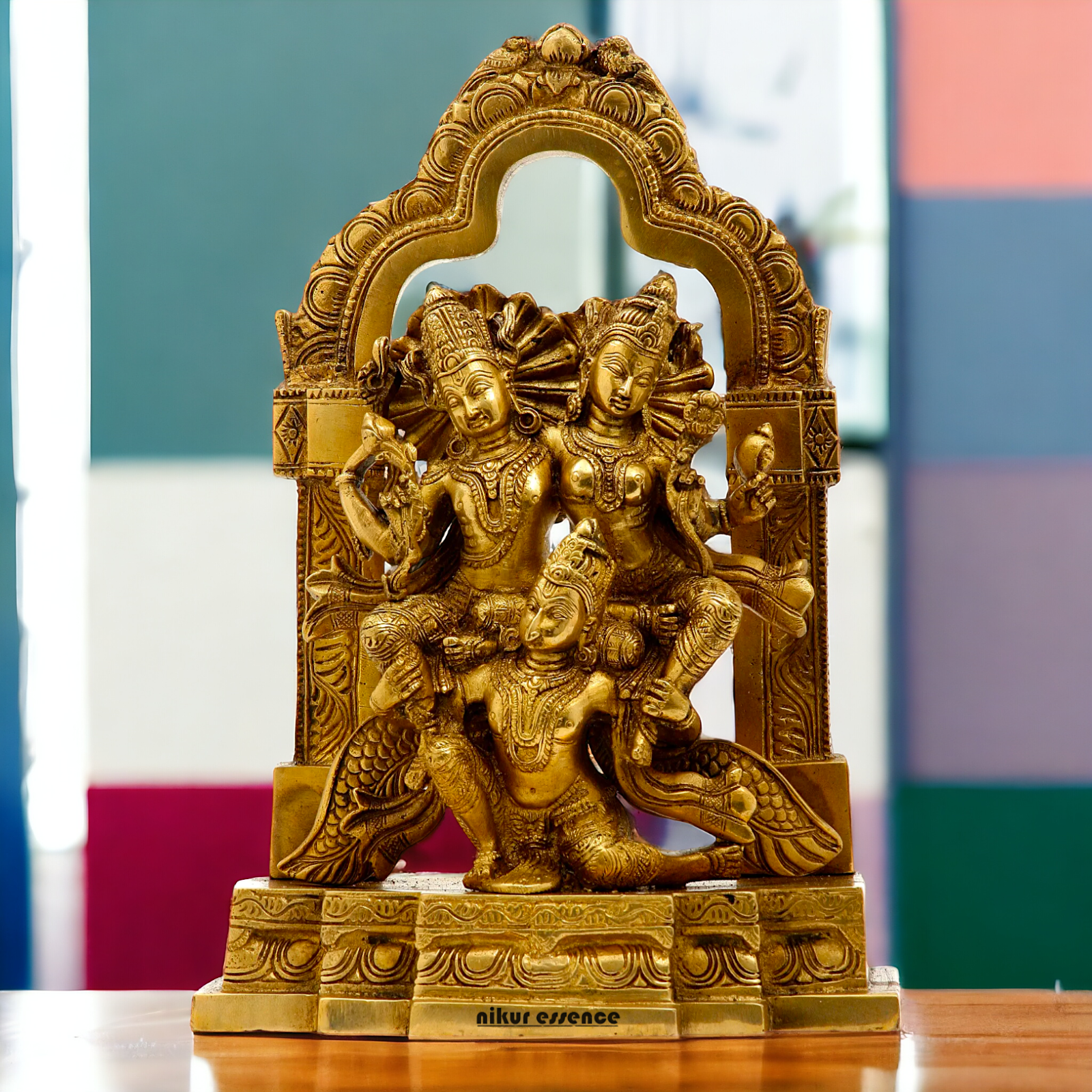 Buy Lakshmi Narayana with Garuda solid Brass statue - 12 inches Nikuressence