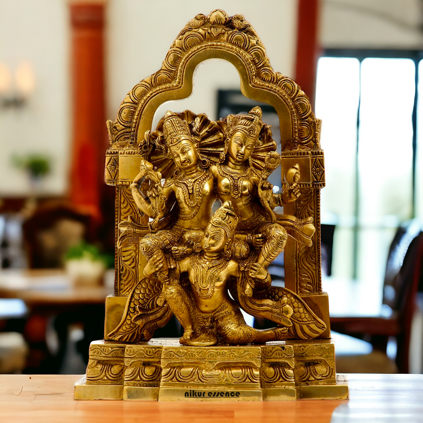 Buy Lakshmi Narayana with Garuda solid Brass statue - 12 inches Nikuressence