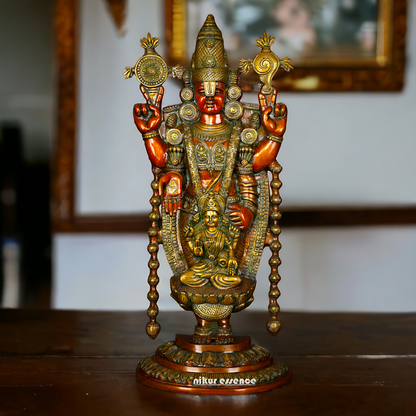Lord Tirupati Balaji with Goddess Lakshmi Brass idol - 34 inches Nikuressence