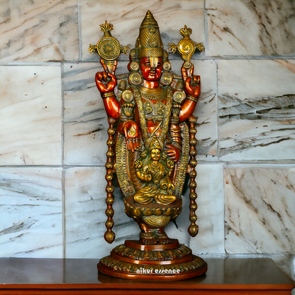 Lord Tirupati Balaji with Goddess Lakshmi Brass idol - 34 inches Nikuressence