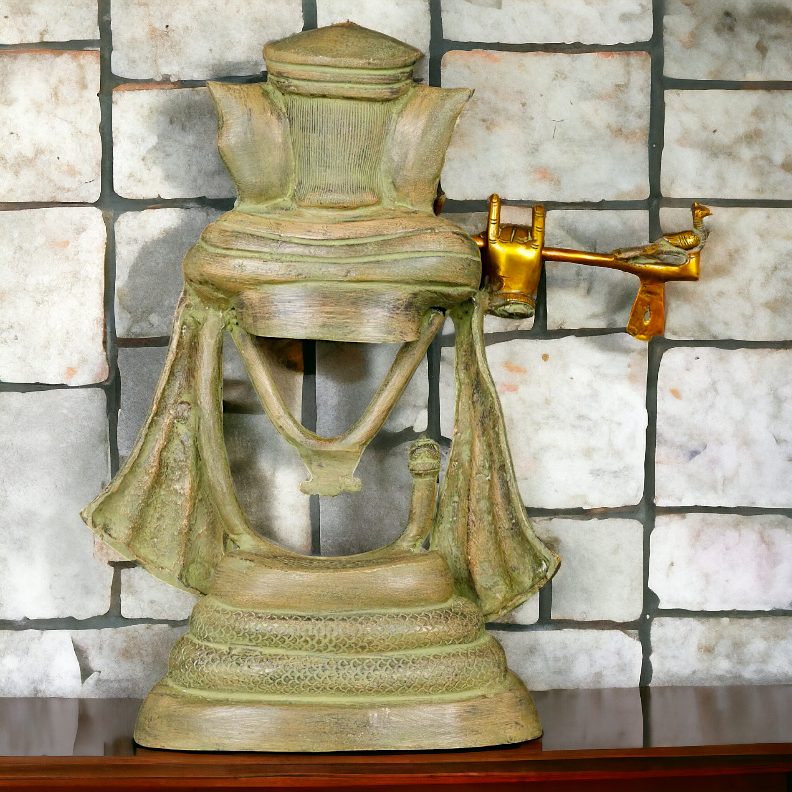 Lord Ganesha Playing Flute Brass Idol - 19 inches Nikuressence