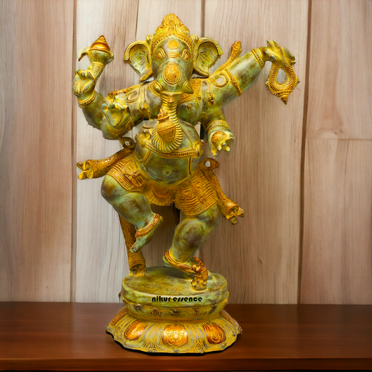 Ganesha Ganpati dancing Brass pital ki murti - 33 Inches Nikuressence