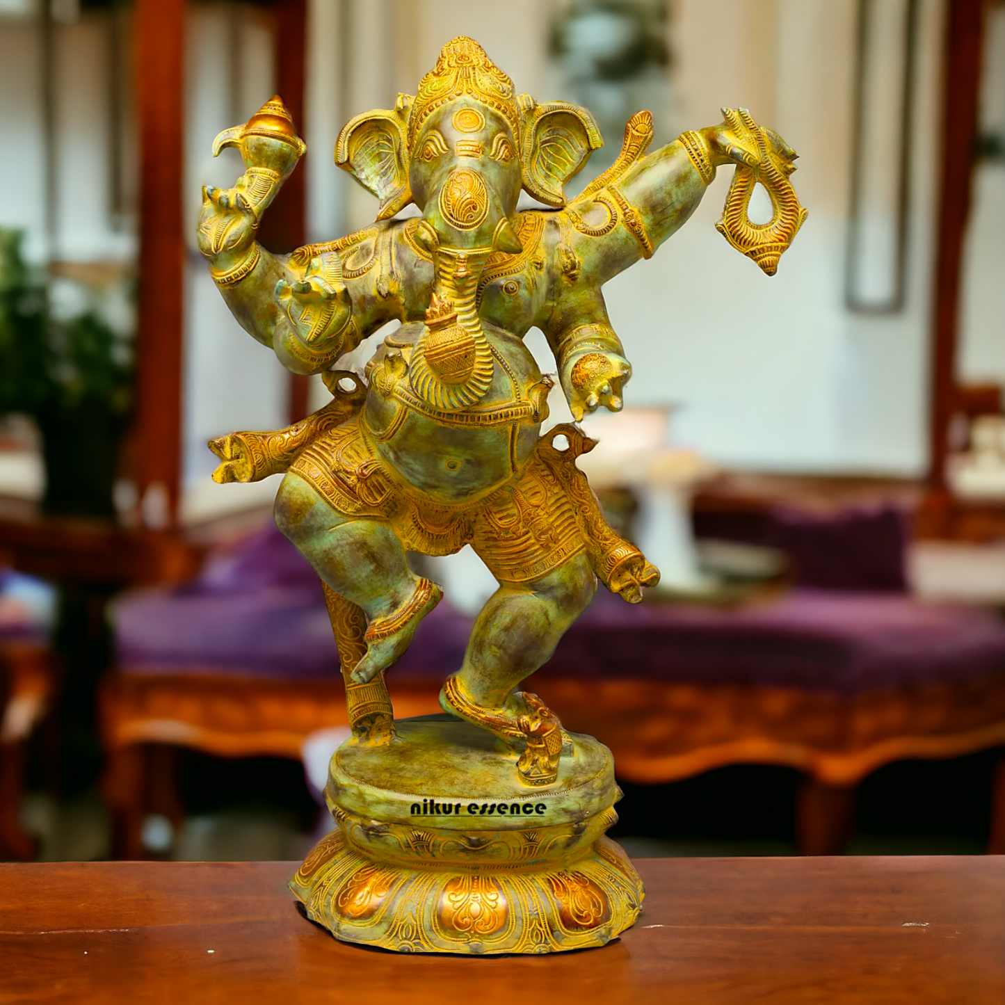 Ganesha Ganpati dancing Brass pital ki murti - 33 Inches Nikuressence