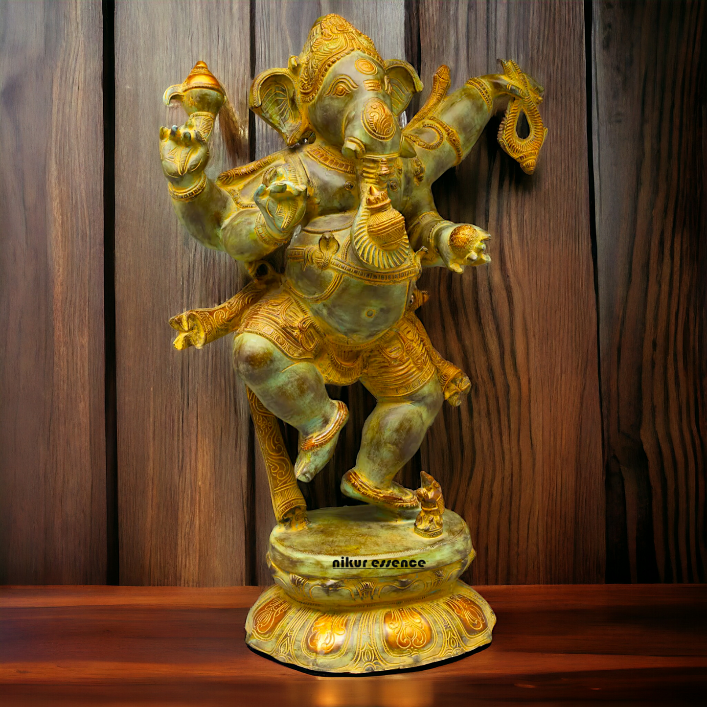 Ganesha Ganpati dancing Brass pital ki murti - 33 Inches Nikuressence