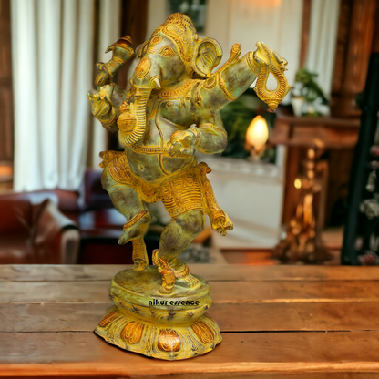 Ganesha Ganpati dancing Brass pital ki murti - 33 Inches Nikuressence