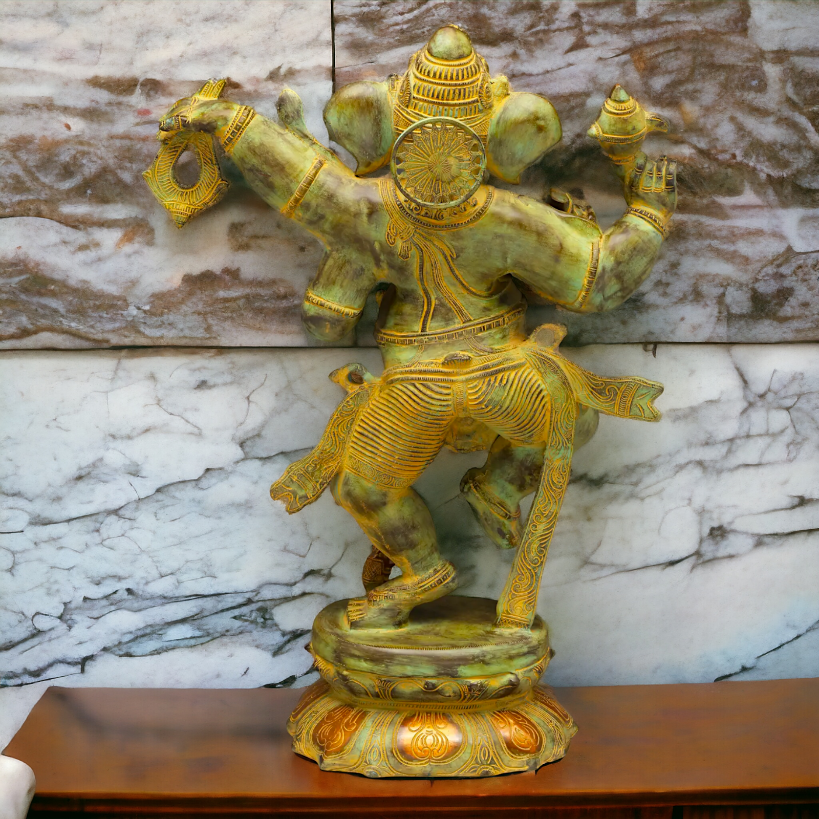 Ganesha Ganpati dancing Brass pital ki murti - 33 Inches Nikuressence
