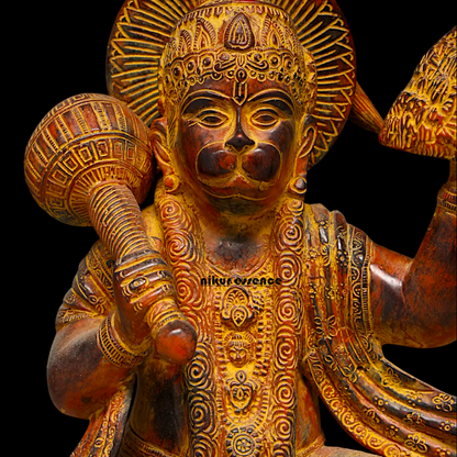 Hanuman Heaving sanjeevni mount Brass idol - 15 Inches Nikuressence