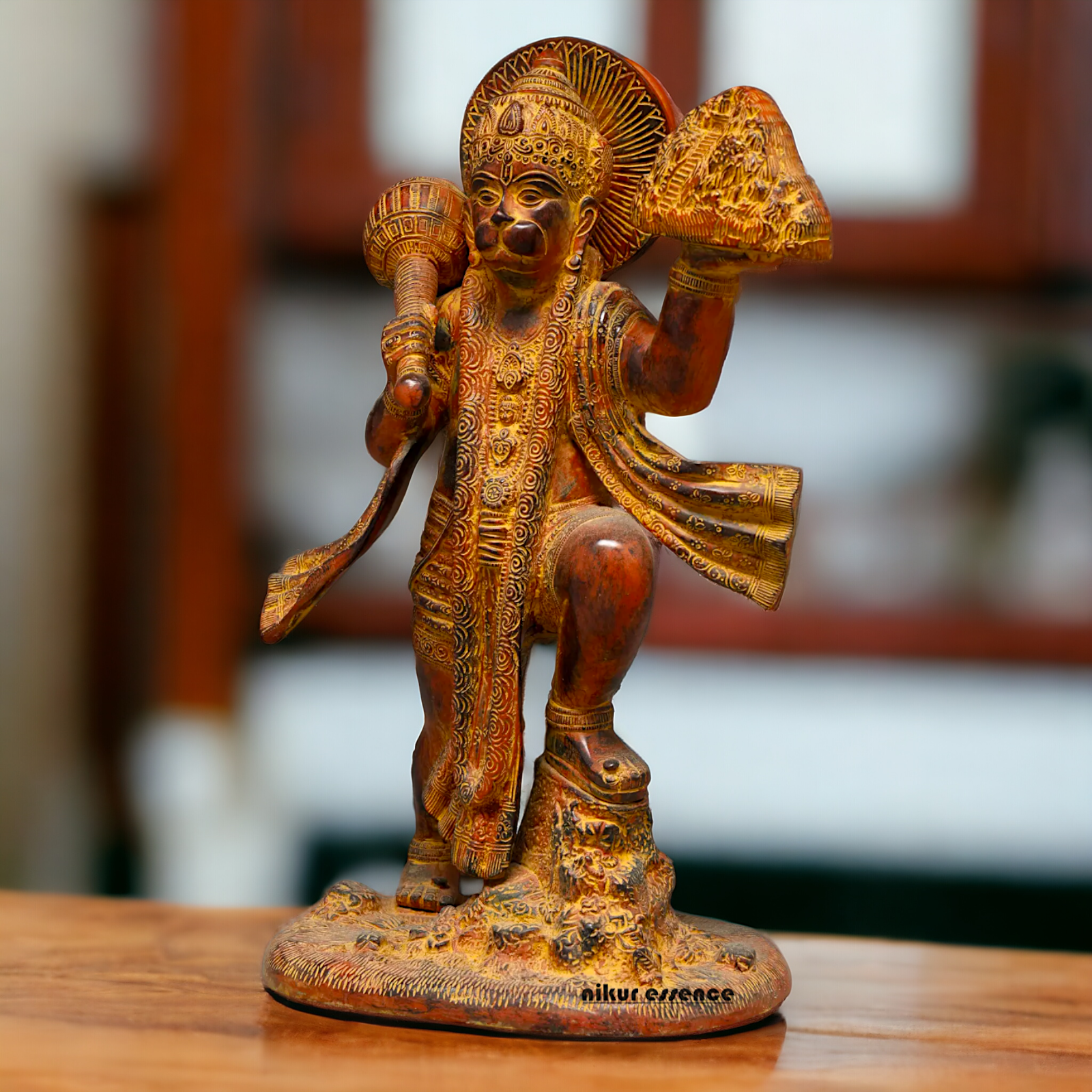 Hanuman Heaving sanjeevni mount Brass idol - 15 Inches Nikuressence