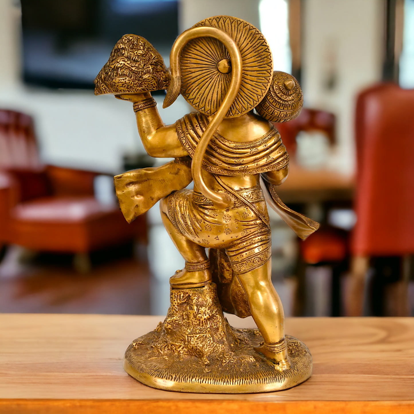 Brass Hanuman holding sanjeevni booti pital ki idol - 15 Inches Nikuressence