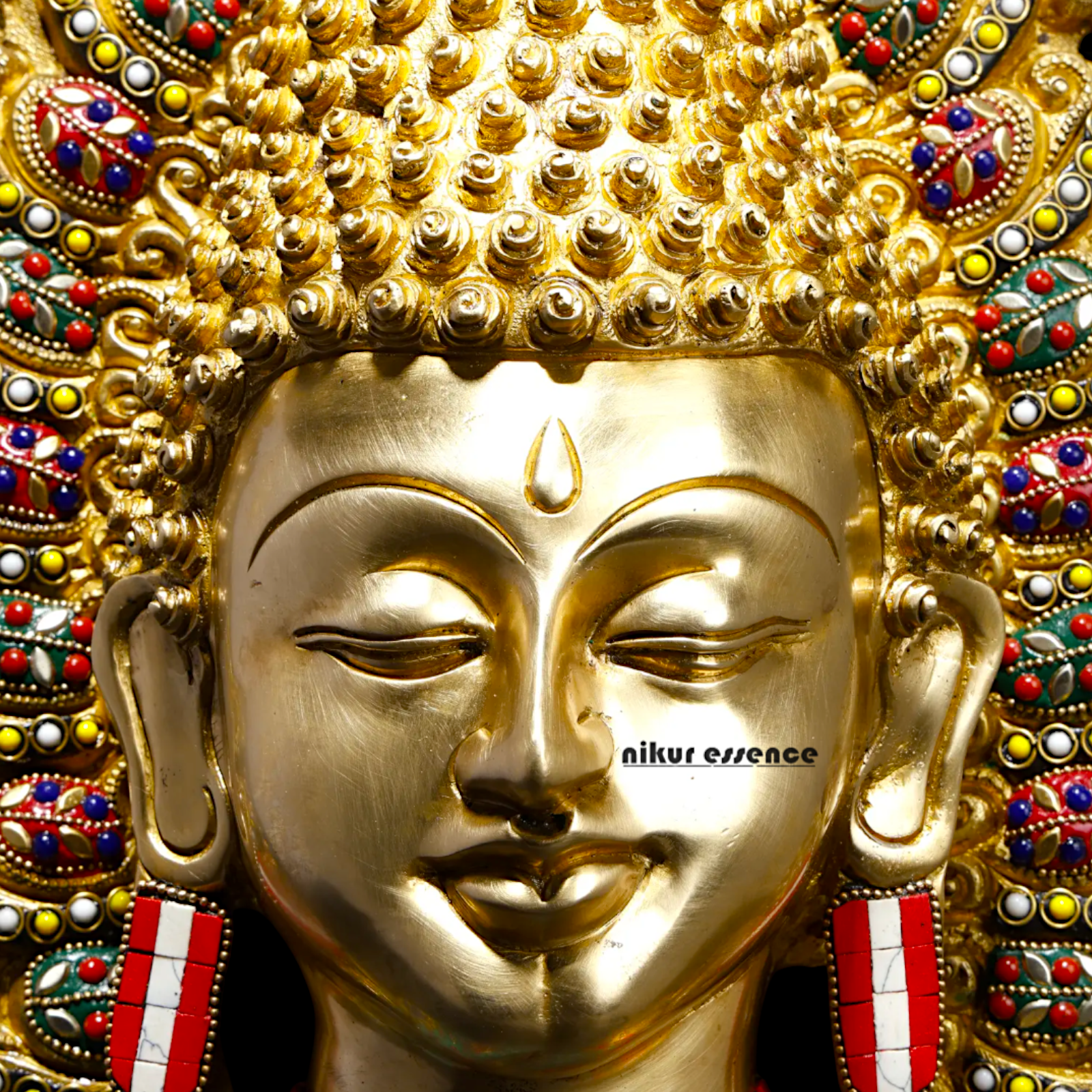 Buddha Meditation Brass with Stone Work idol - 18 Inches Nikuressence