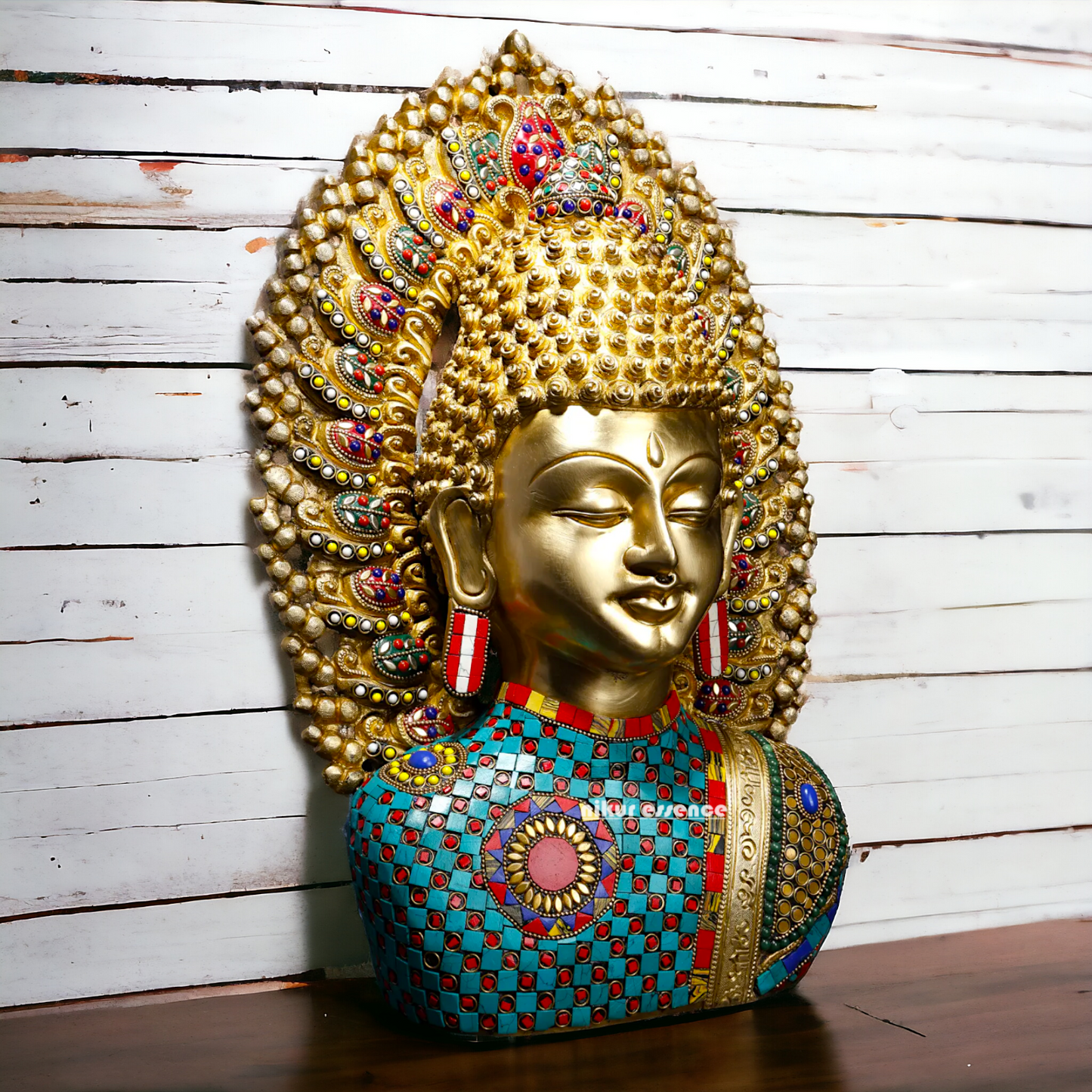 Buddha Meditation Brass with Stone Work idol - 18 Inches Nikuressence