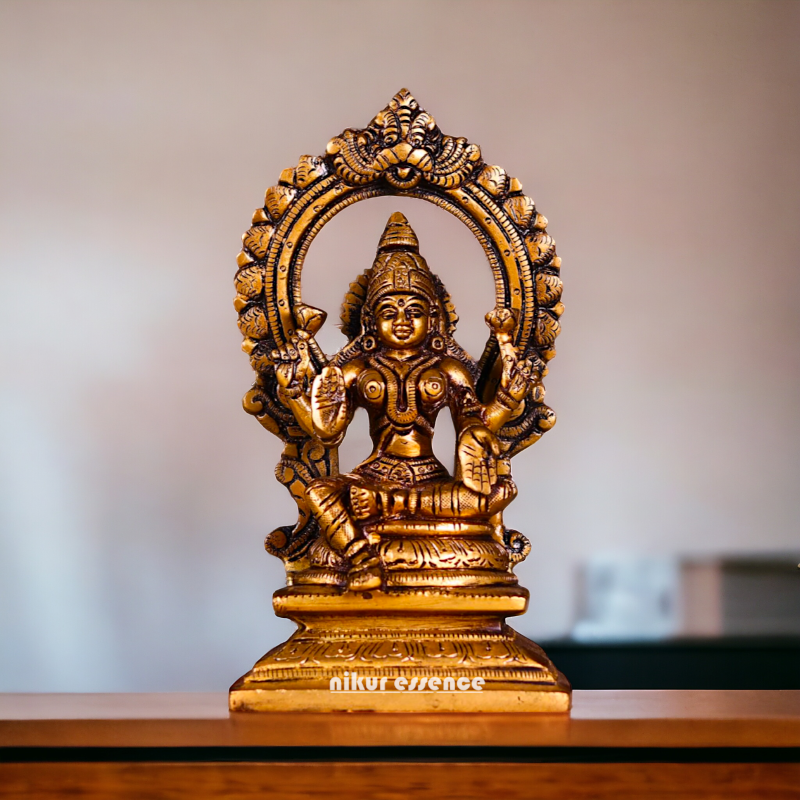 Antique brass Lakshmi Ganesh Pair statue - 7.5 inches Nikuressence