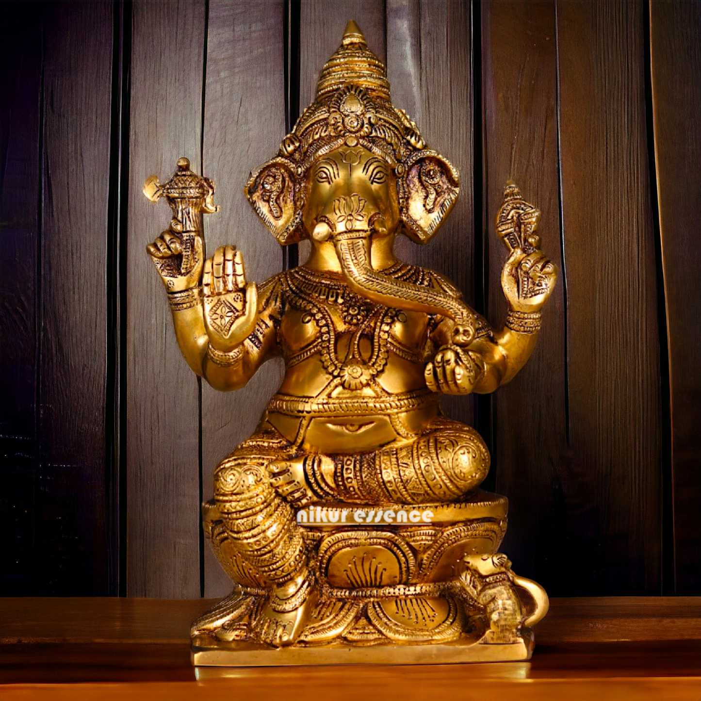 Ganesha Vinayaka brass statue - 12 inch Nikuressence