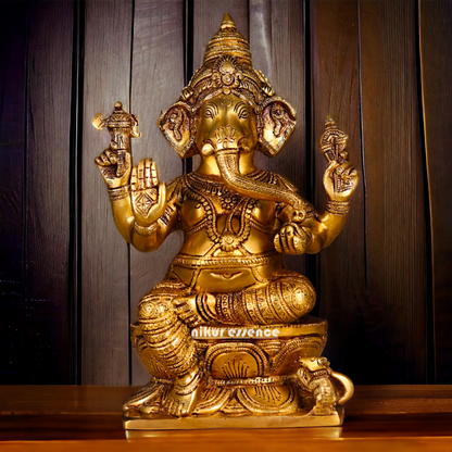Ganesha Vinayaka brass statue - 12 inch Nikuressence