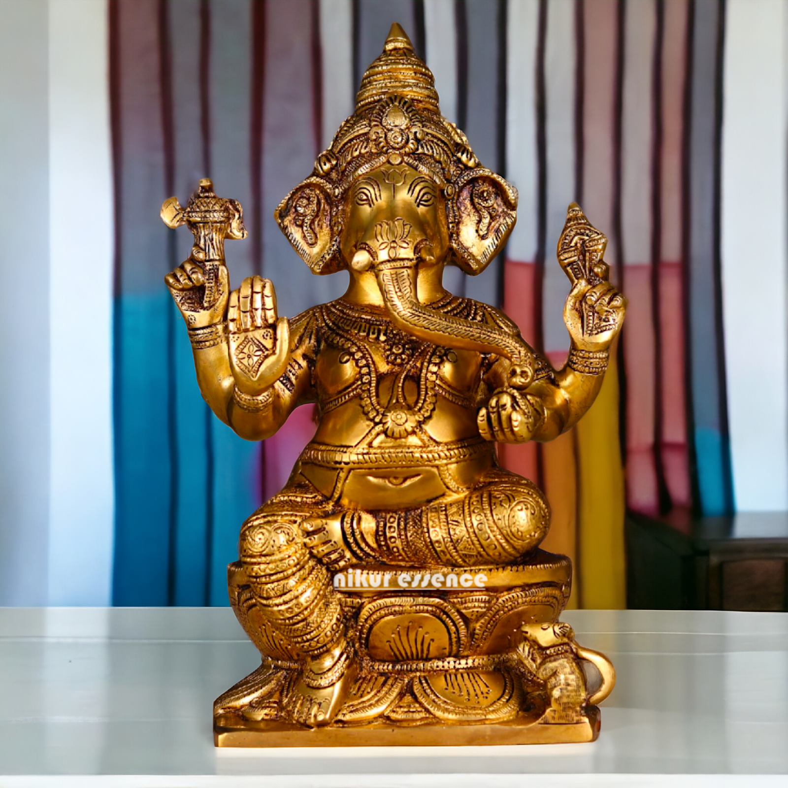 Ganesha Vinayaka brass statue - 12 inch Nikuressence