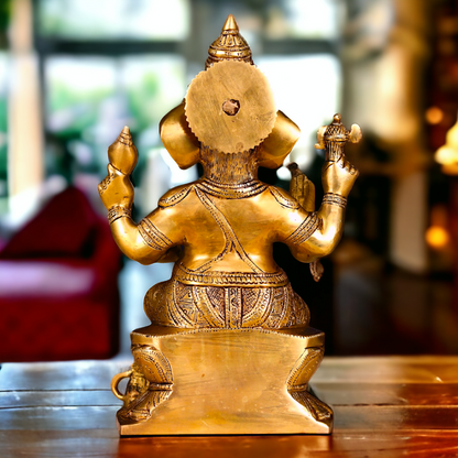 Ganesha Vinayaka brass statue - 12 inch Nikuressence