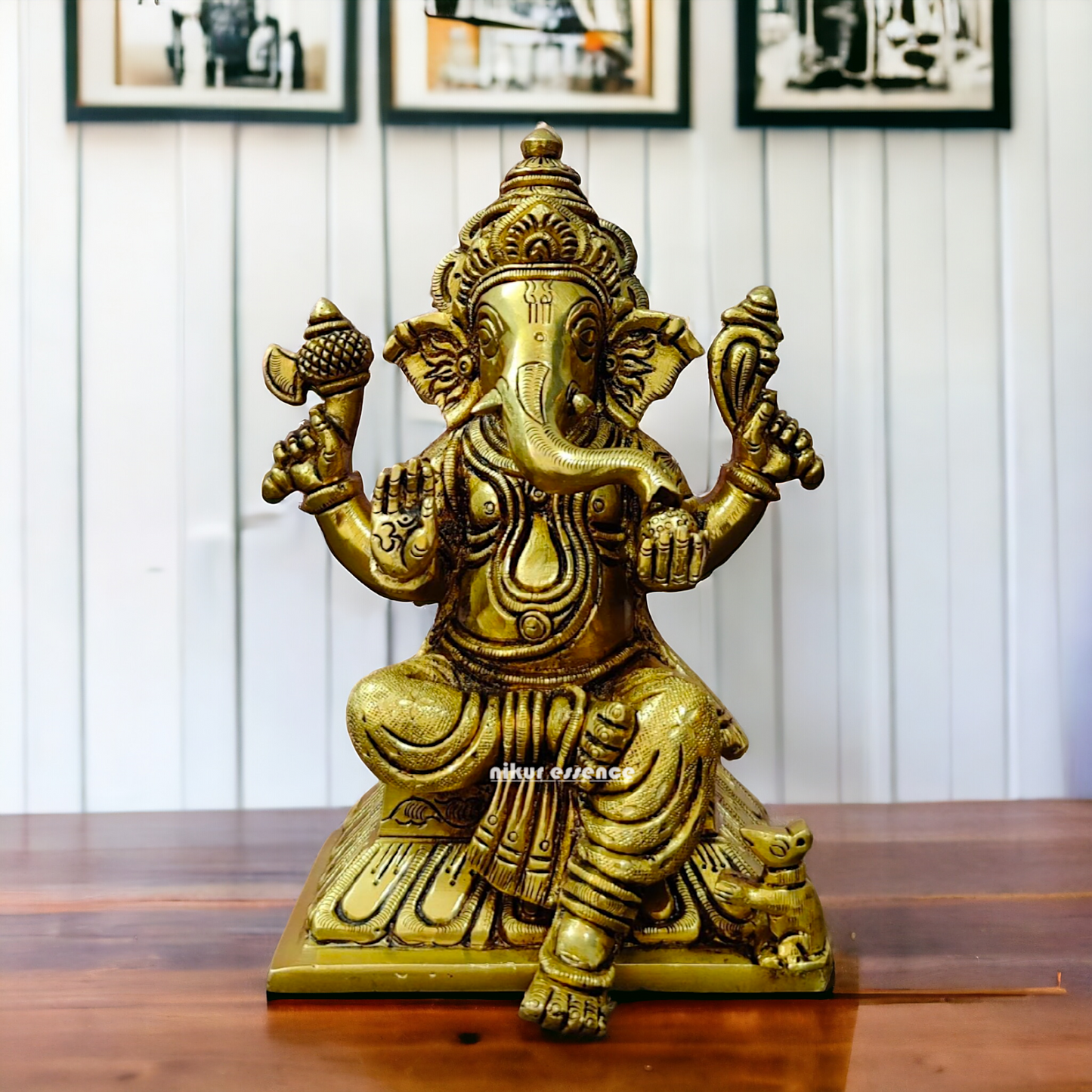 Vinayaka Ganesha Sitting Brass idol - 6.5 inch Nikuressence