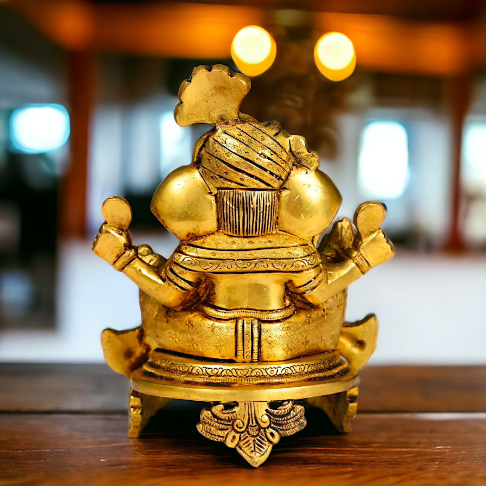 Superfine Brass Ganesha Sitting idol - 7.8 inch Nikuressence