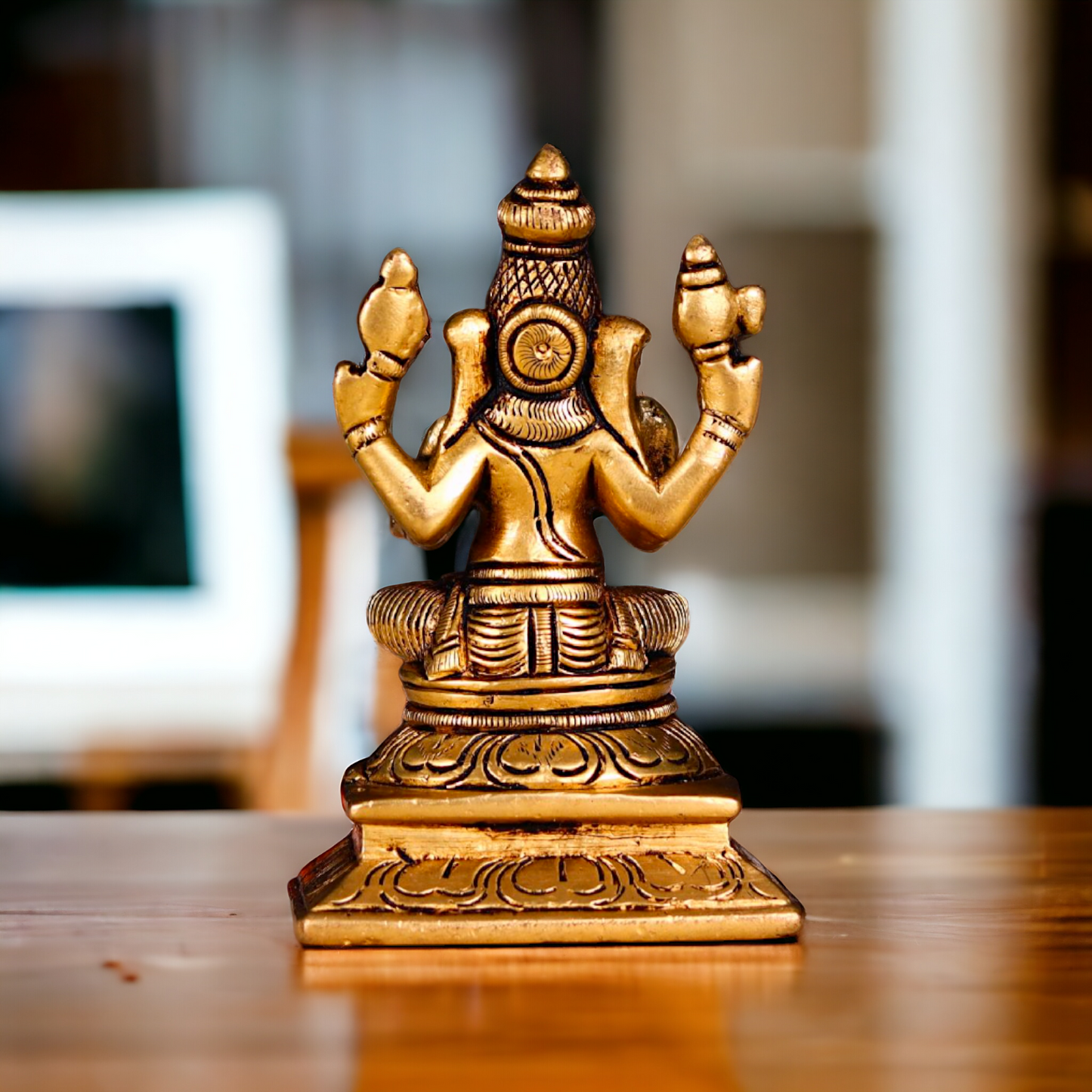 Antique Brass Ganesha Sitting statue - 4.5 inches Nikuressence