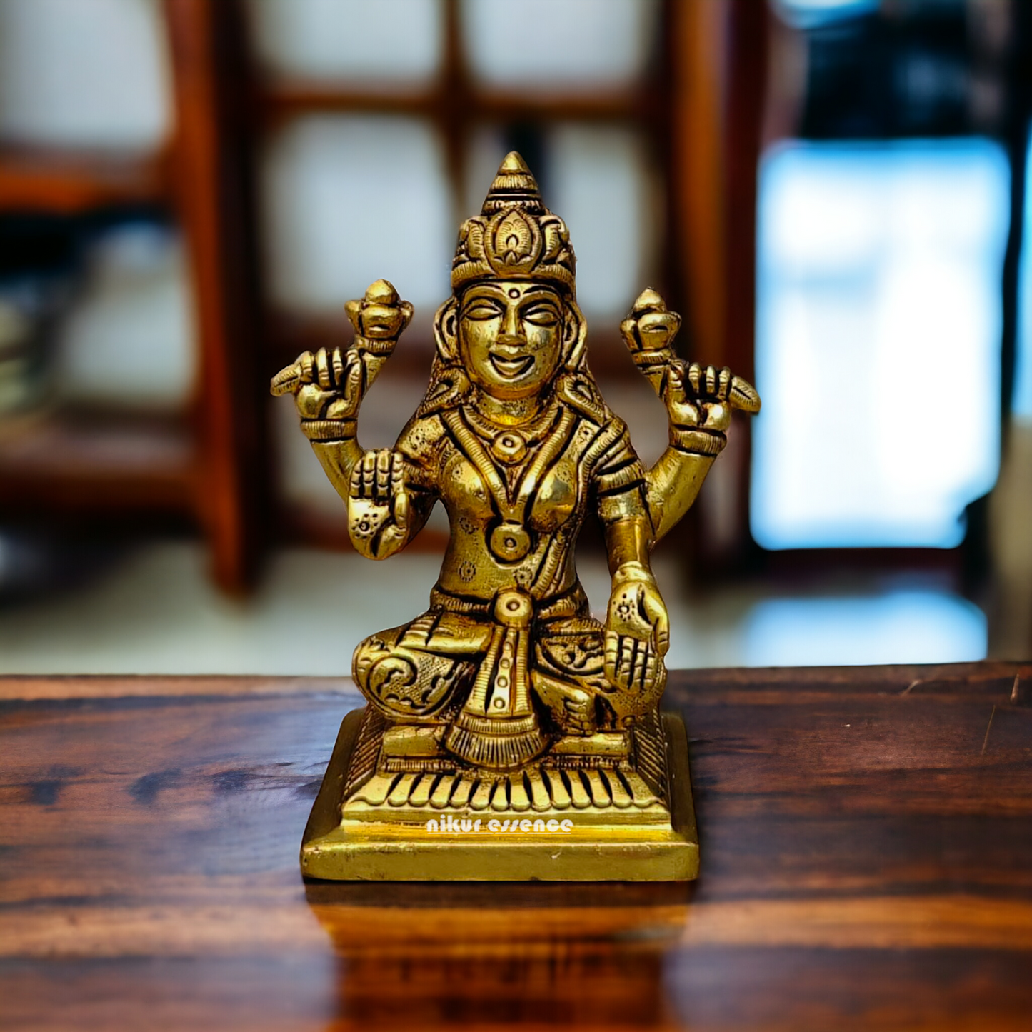 Superfine Brass Lakshmi Ganesha Sitting statue - 4 inches Nikuressence