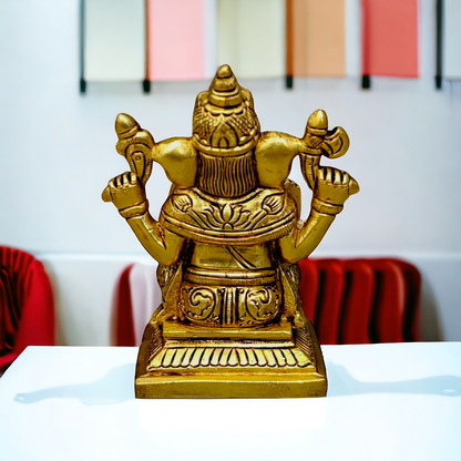Superfine Brass Lakshmi Ganesha Sitting statue - 4 inches Nikuressence