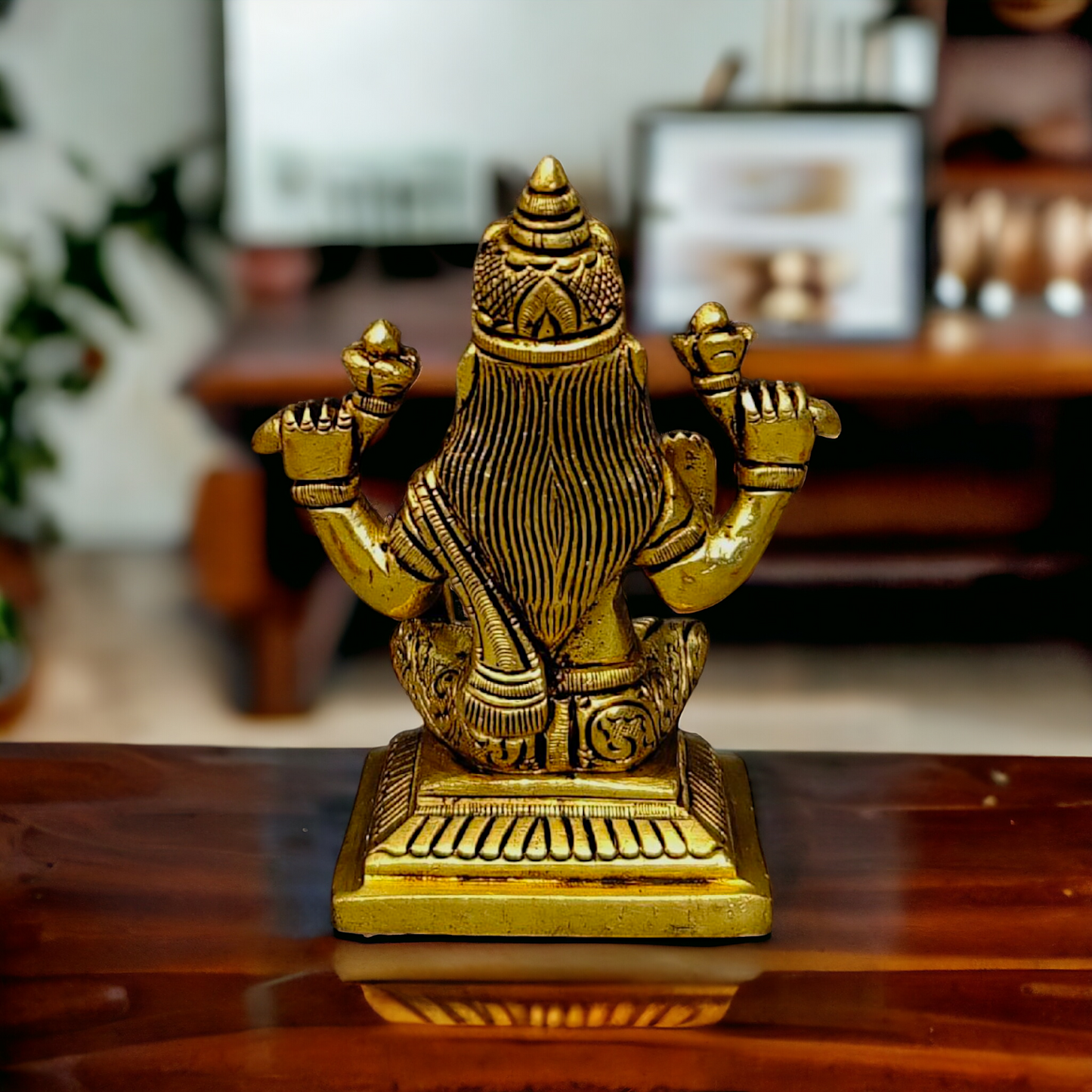 Superfine Brass Lakshmi Ganesha Sitting statue - 4 inches Nikuressence