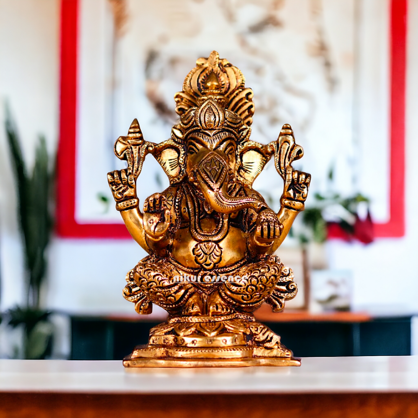 Ganesha Ganpati Pital ki Murti Brass statue - 6 inches Nikuressence