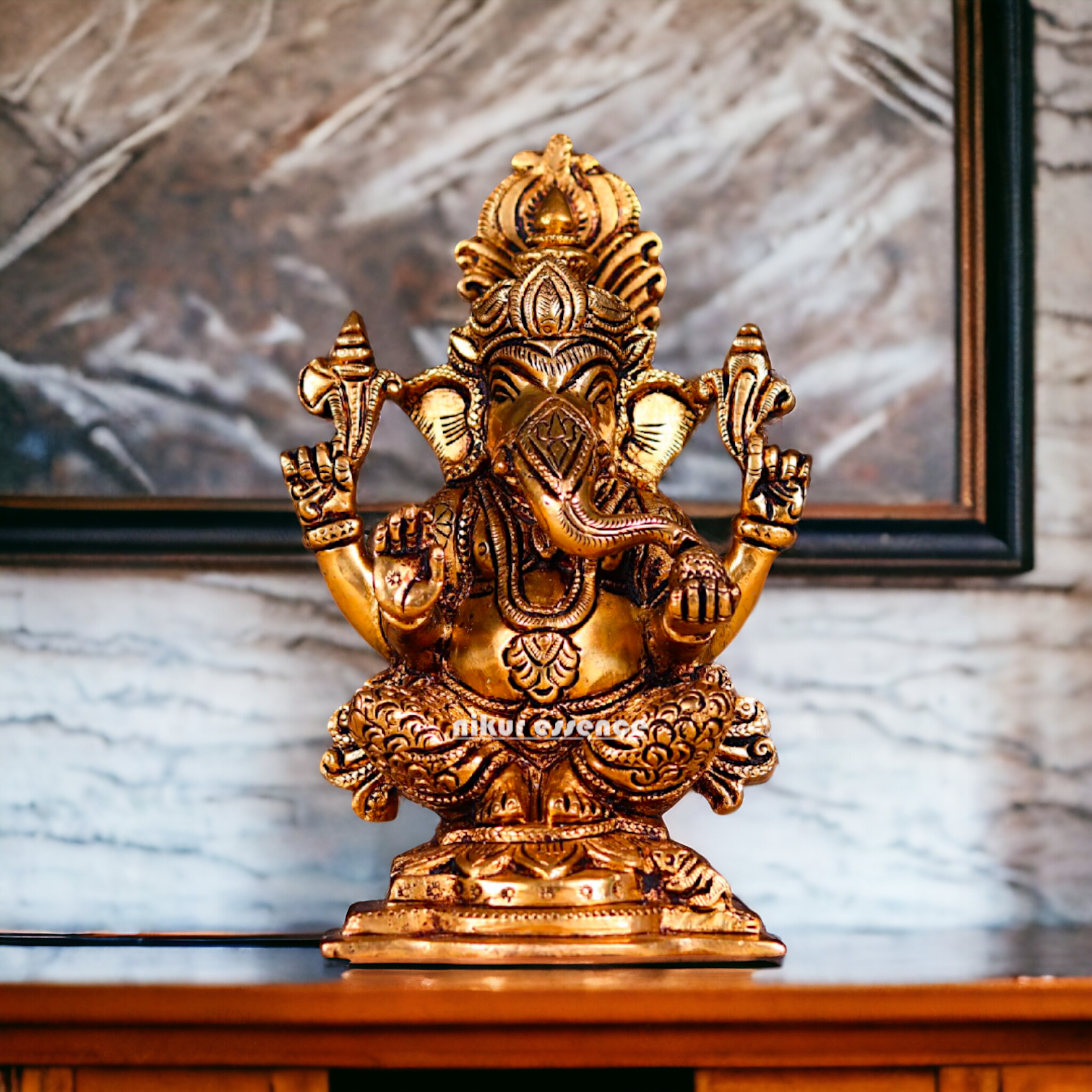 Ganesha Ganpati Pital ki Murti Brass statue - 6 inches Nikuressence