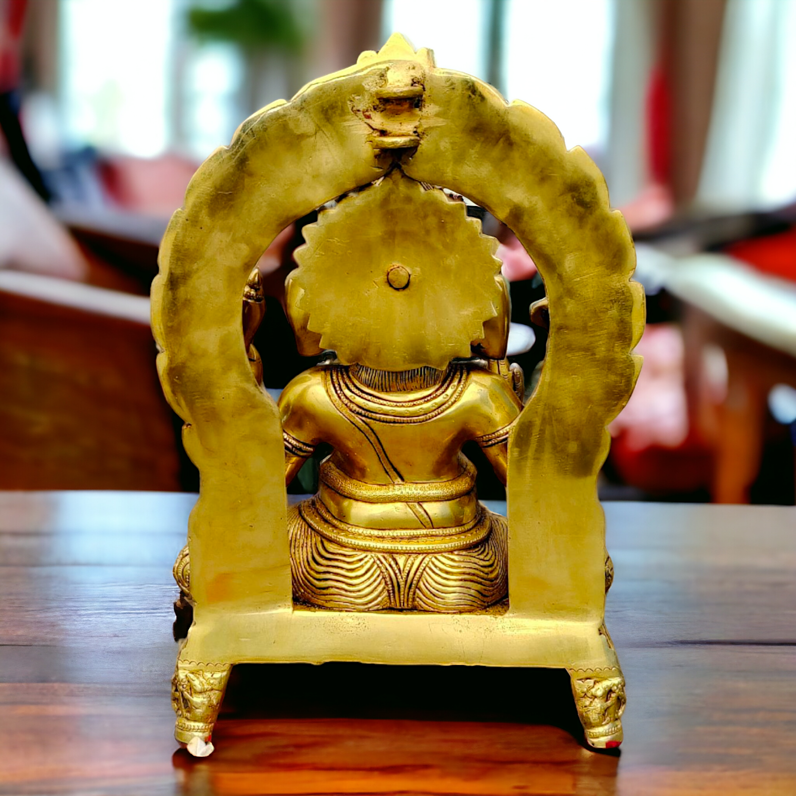 Big Ganesha Ganpati Sitting on Singhasan Pital Brass Idol - 17 inches Nikuressence