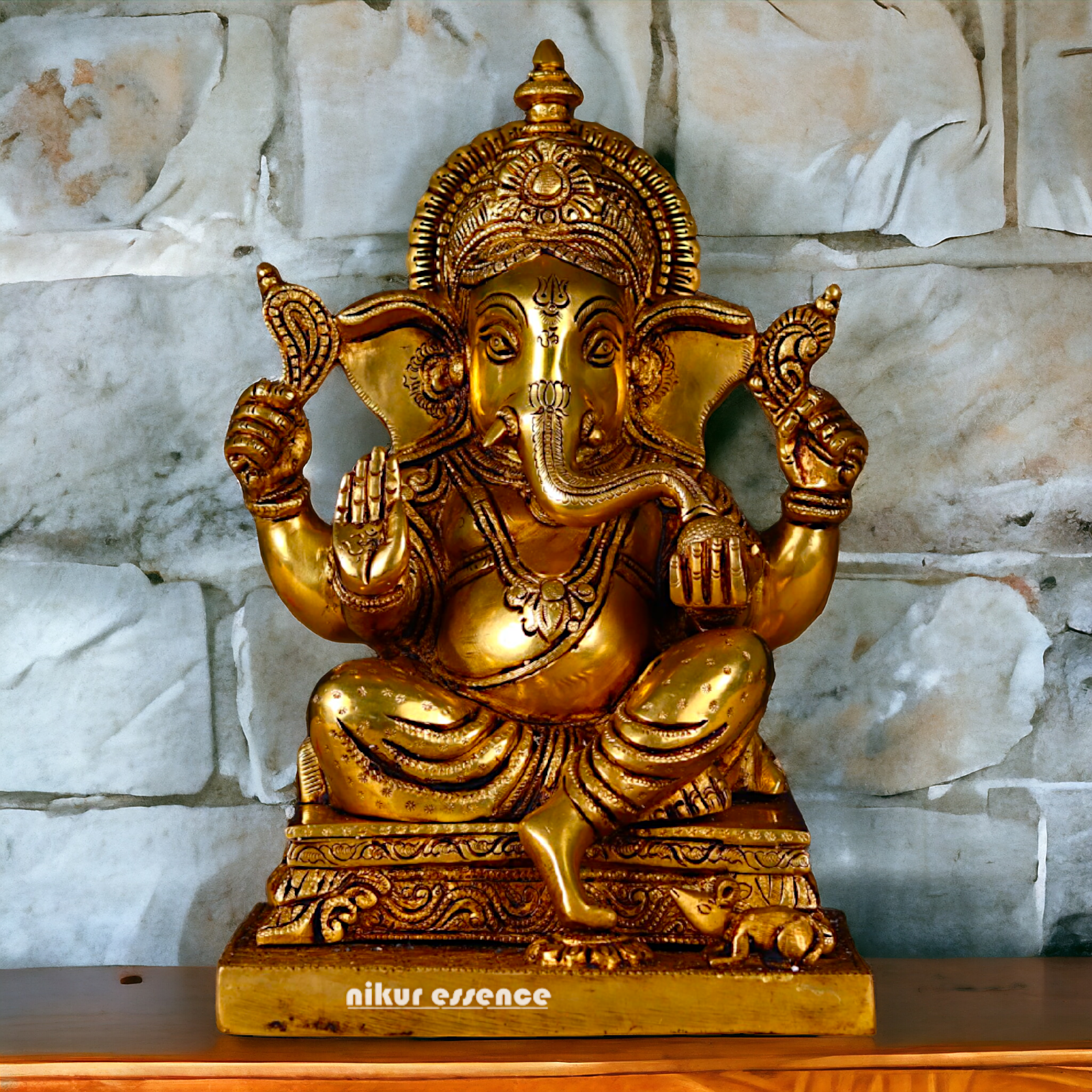 Pure Brass Ganesha Brass Murti - 12 inches Nikuressence