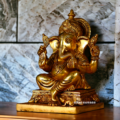 Pure Brass Ganesha Brass Murti - 12 inches Nikuressence
