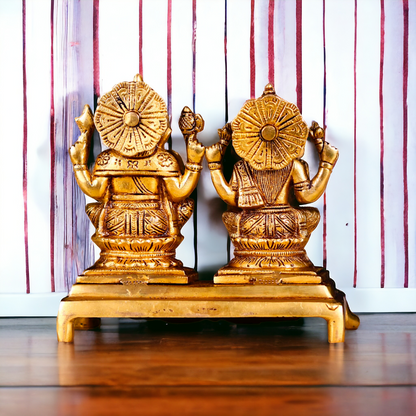 Lakshmi Ganesha Seated Pital ki Murti - 7 inches Nikuressence