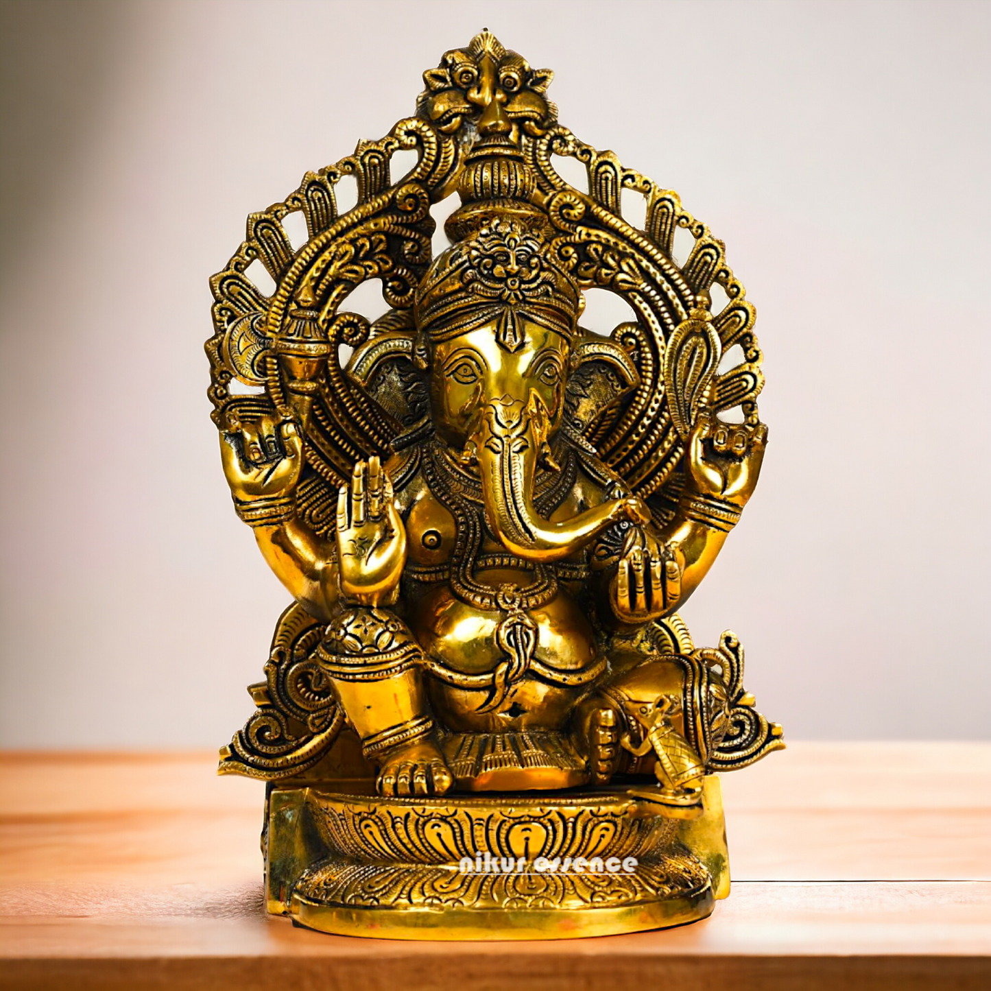 Superfine Brass Ganpati Ganesha Seated idol - 14.5 inches Nikuressence