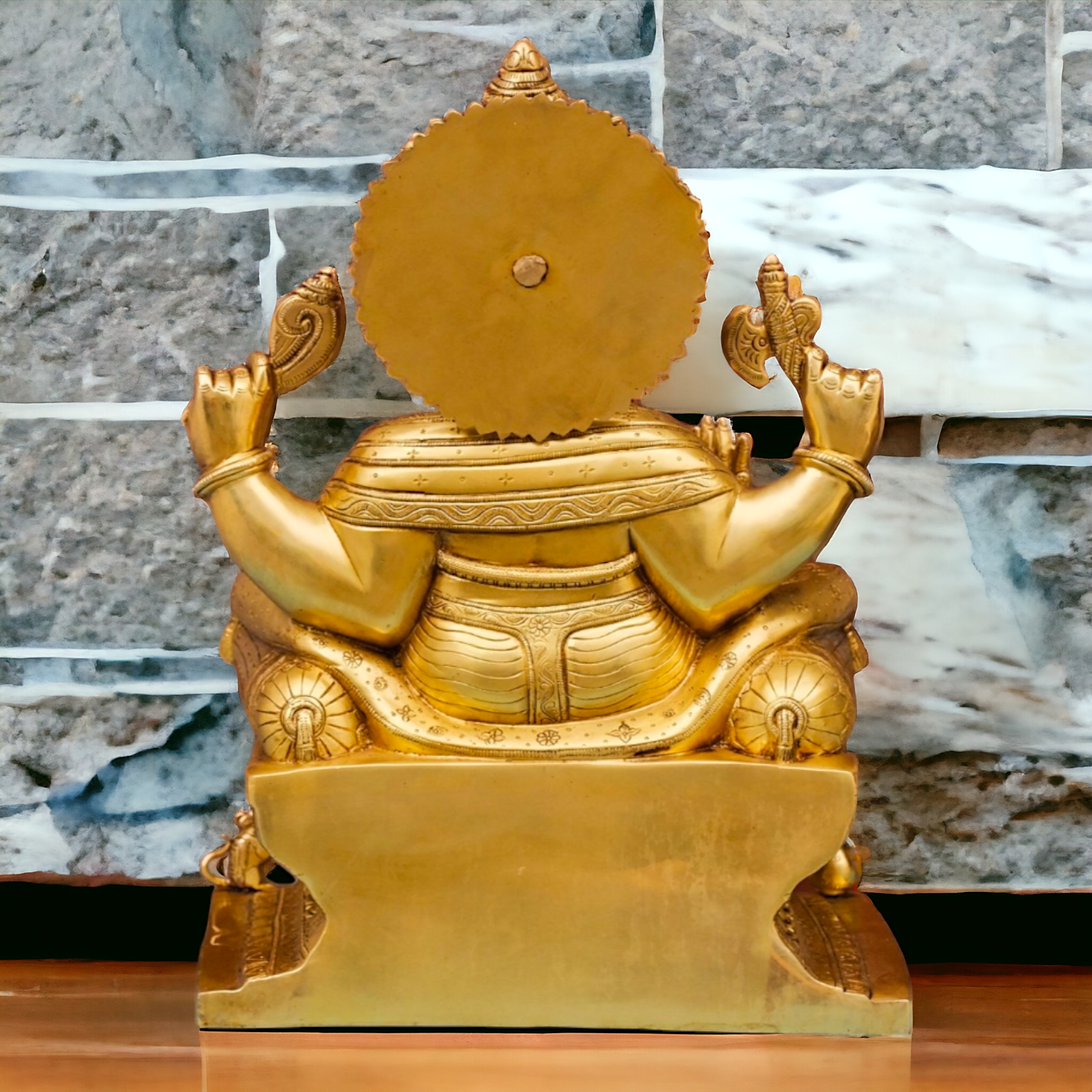 Large Ganesha Sitting on Singhasan Pital Brass idol - 18 inches Nikuressence