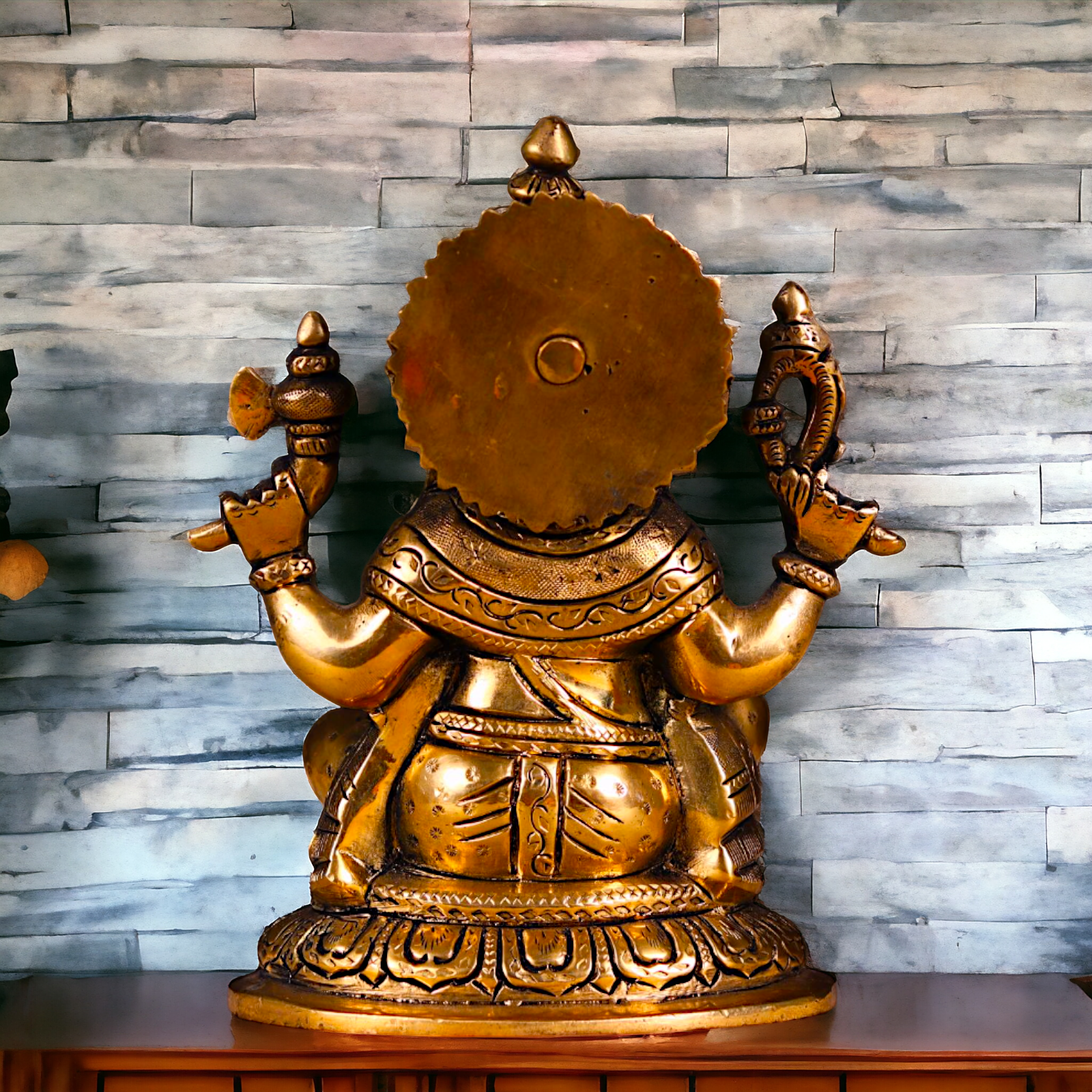 Ganesha Ganpati Seated Antique Brass statue - 8 inches Nikuressence