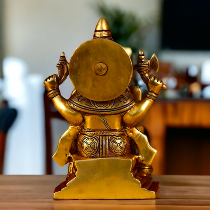 Brass Ganesha Vinayaka Pital murti - 8.5 inches Nikuressence
