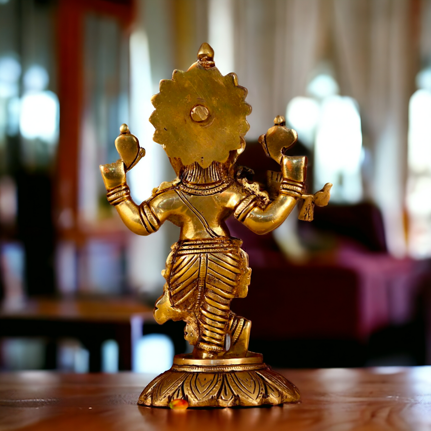 Antique Brass Ganesha Playing Flute statue - 8 inches Nikuressence