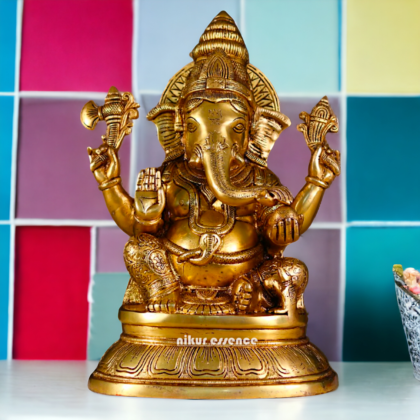 Ganesha Vinayaka Pure Brass statue - 16.5 Inches Nikuressence