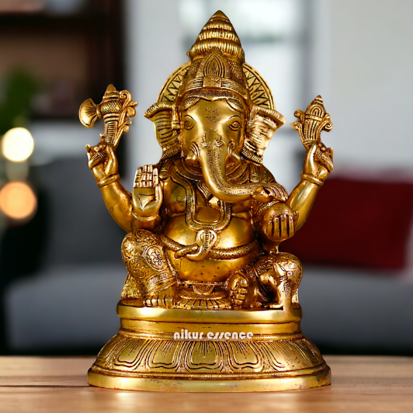 Ganesha Vinayaka Pure Brass statue - 16.5 Inches Nikuressence