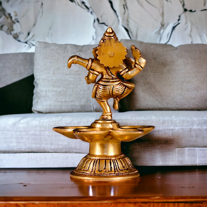 Ganesha Dancing with diya Pital brass - 5.5 Inches Nikuressence