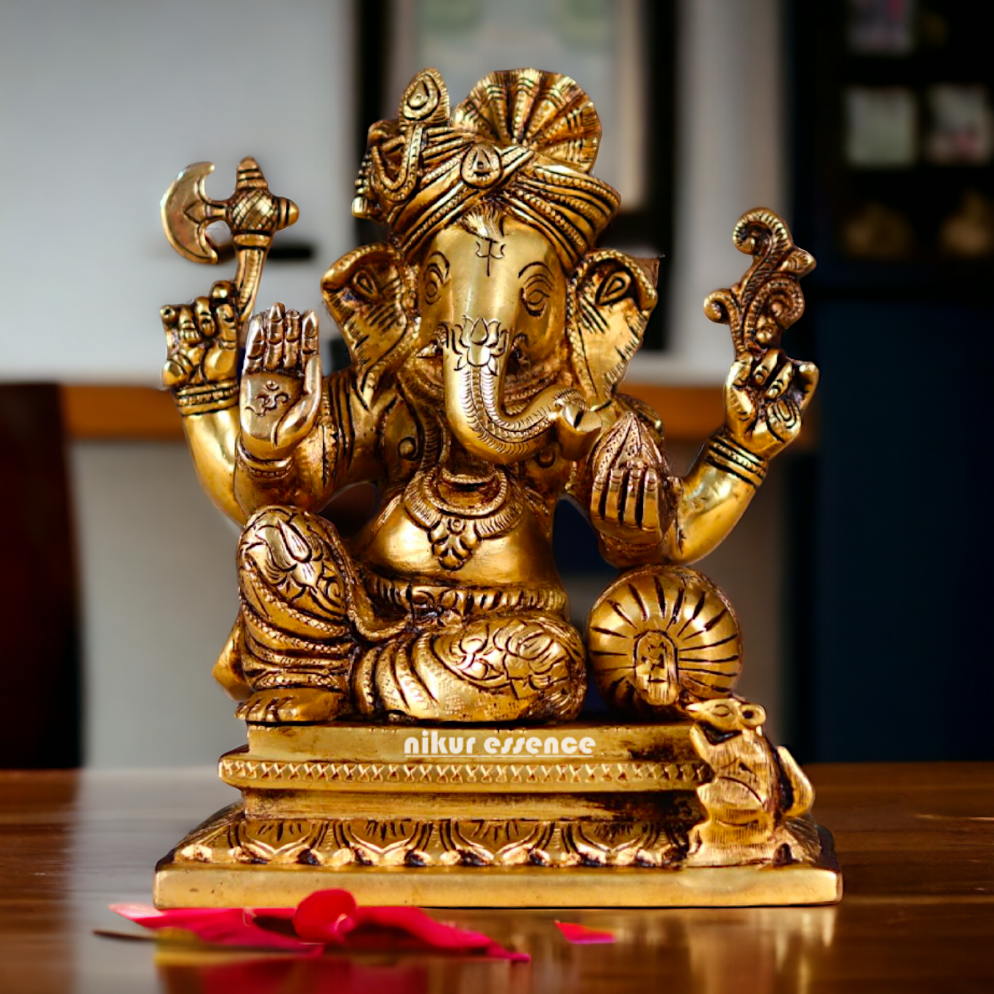 Pital Ganesha Pure Brass idol - 8 Inches Nikuressence